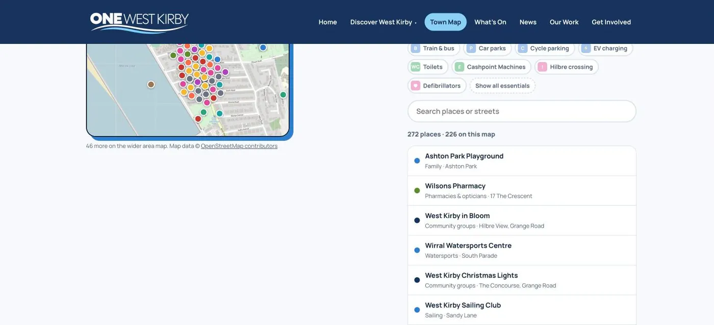 One West Kirby map search and place list with visitor essentials