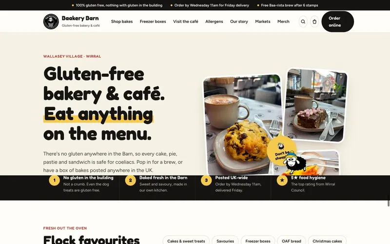 Baakery Barn website homepage