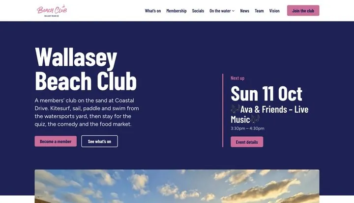 Wallasey Beach Club website homepage