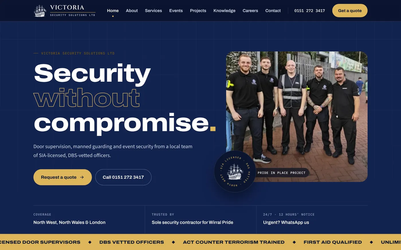 Victoria Security Solutions website homepage